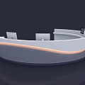 Modern Reception Desk Designs With Curved Straight Shapes And White Sleek Finish