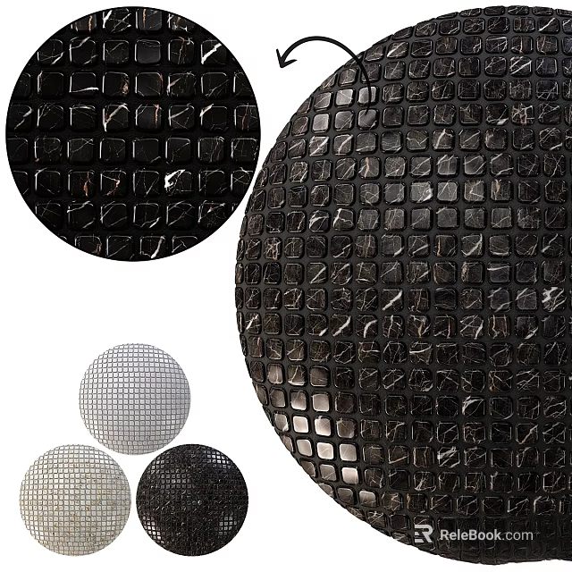 Multiple Decorative Circular Components With Grid Texture In Black And Silver 3d model