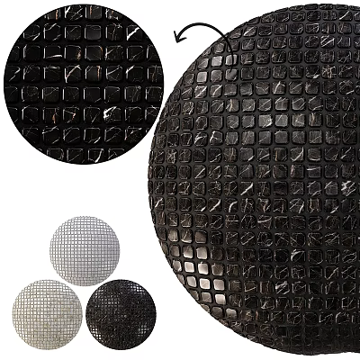 Multiple Decorative Circular Components With Grid Texture In Black And Silver 3d model