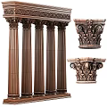 Ornate Wooden Roman Columns With Intricate Carved Capitals And Classical Details