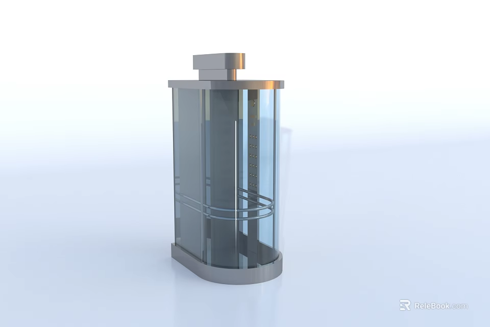 Commercial Elevator With Transparent Glass And Modern Metal Structure Design 3d model