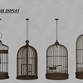 Elegant Metal Birdcage Decorative Ornament Set With Hanging Chains For Home
