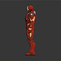 Red And Gold Iron Man Armor With Blue Chest Reactor Standing Pose On Gray Background