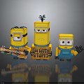 Minion LEGO Characters Holding Guitar Sign And Wrench In Playful Group Scene