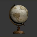 Vintage Globe With Wooden Base And Detailed World Map For Home Decor