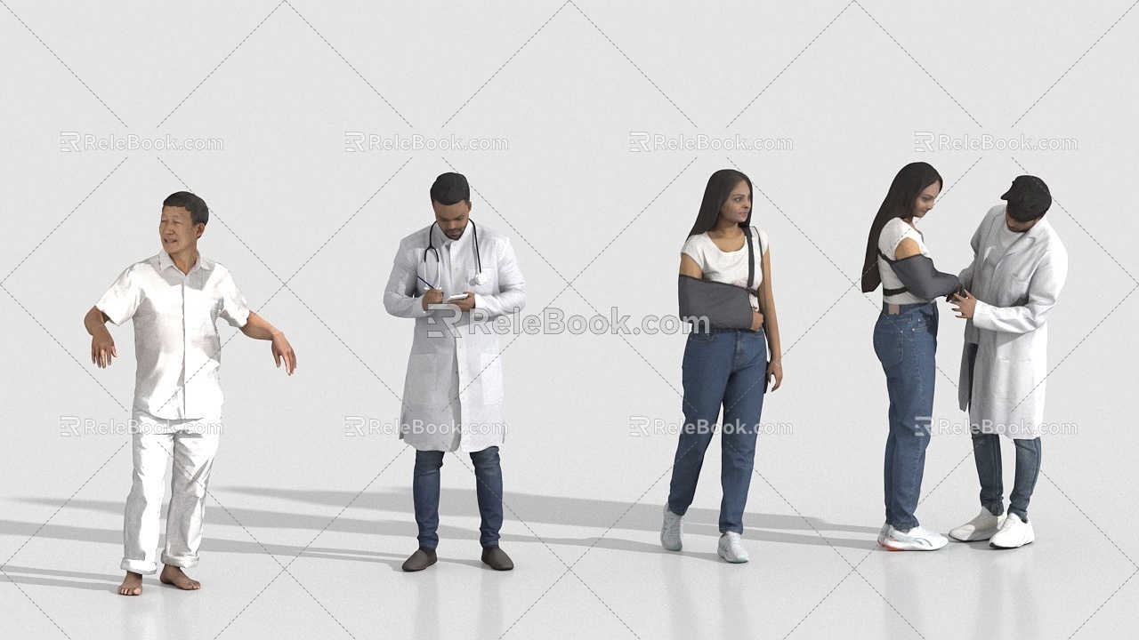 Patient sees doctor injured 3d model