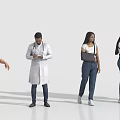 Group of People Including Doctor and Person With Arm Injury in Medical Interaction