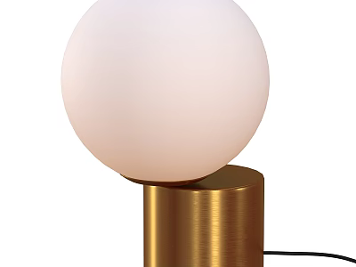 Modern Table Lamp Design With White Spherical Lampshade And Gold Cylindrical Base 3d model