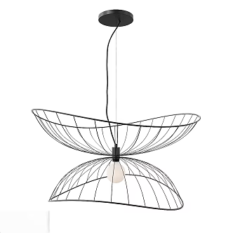 Double-layer geometric chandelier modern simple iron chandelier fashion 3d model