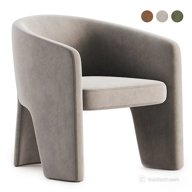 Modern Light Gray Leisure Chair With Sleek Curves And Plush Fabric Design 3d model 