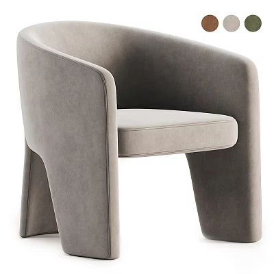Modern Light Gray Leisure Chair With Sleek Curves And Plush Fabric Design 3d model