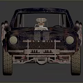 Rusted Modified Car With Exposed Engine Rugged Style And Weathered Vintage Body