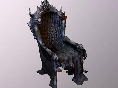 Abstract Sofa With Spiked Edges Rock Texture And Dark Fantasy Design Elements 3d model
