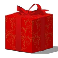 Red Ornament Decoration Set With Bow And Gold Heart Vine Patterns