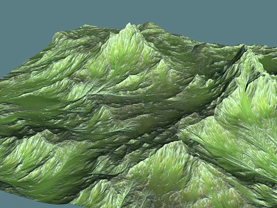 Green Mountain Terrain With Rolling Textured Lush Vivid Natural Landscape Features 3d model