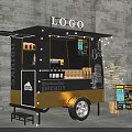Stylish Mobile Food Cart With Logo Specialty Sign String Lights And Menu Board
