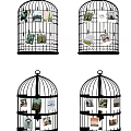 Birdcage Shaped Photo Wall with Metal Frame Hanging Photos and Decorative Cards on White Wall