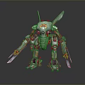 Futuristic Game Movie Mecha Character with Metal Armor and Sharp Blade Weapons
