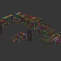 Cartoon Scene Of Castle Block Construction With Colorful Tower And Playful Building Walls