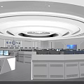 Modern Control Room Interior Design With Multiple Monitors Control Consoles And Office Chairs 3d model