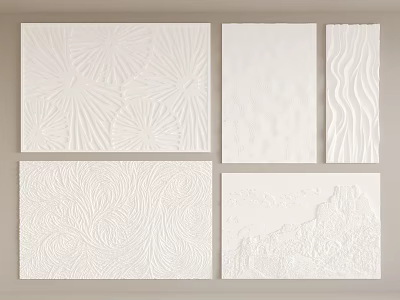 White Background Wall With Various Textured Decorative Panels For Interior Design 3d model