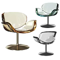 Modern Transparent Lucite Accent Chair With Stylish Metal Pedestal Base And Various Colors