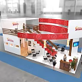 California Almonds Exhibition Booth With White Red Design Staircase And Reception Desk