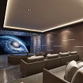 Modern Home Theater Interior With Large Projection Screen And Comfortable Seating 3d model