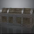 Vintage Wooden Storage Chest Furniture With Metal Bands And Rivets Design