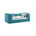 Modern Turquoise Sofa Bed With Plush Upholstery Polka Dot Mattress And Pillows