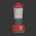 Red Lantern With White Body Black Base And Metal Carrying Handle