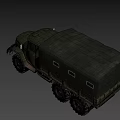 Vintage Green Military Truck With Canvas Covered Cargo Bed And Large Off Road Tires
