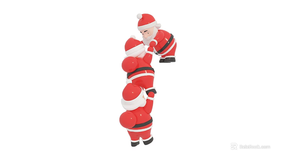 Inflatable Santa Claus Models Stacked in Climbing Position for Christmas Decoration 3d model 
