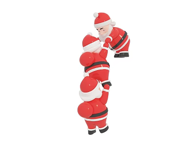 Inflatable Santa Claus Models Stacked in Climbing Position for Christmas Decoration 3d model