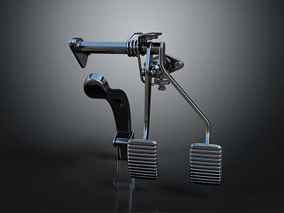 Car Brake And Accelerator Pedal Assembly Featuring Metal Mechanical Structure And Spring Linkage 3d model