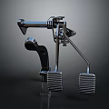 Car Brake And Accelerator Pedal Assembly Featuring Metal Mechanical Structure And Spring Linkage 3d model