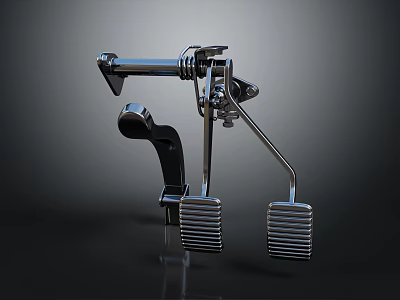 Car Brake And Accelerator Pedal Assembly Featuring Metal Mechanical Structure And Spring Linkage 3d model