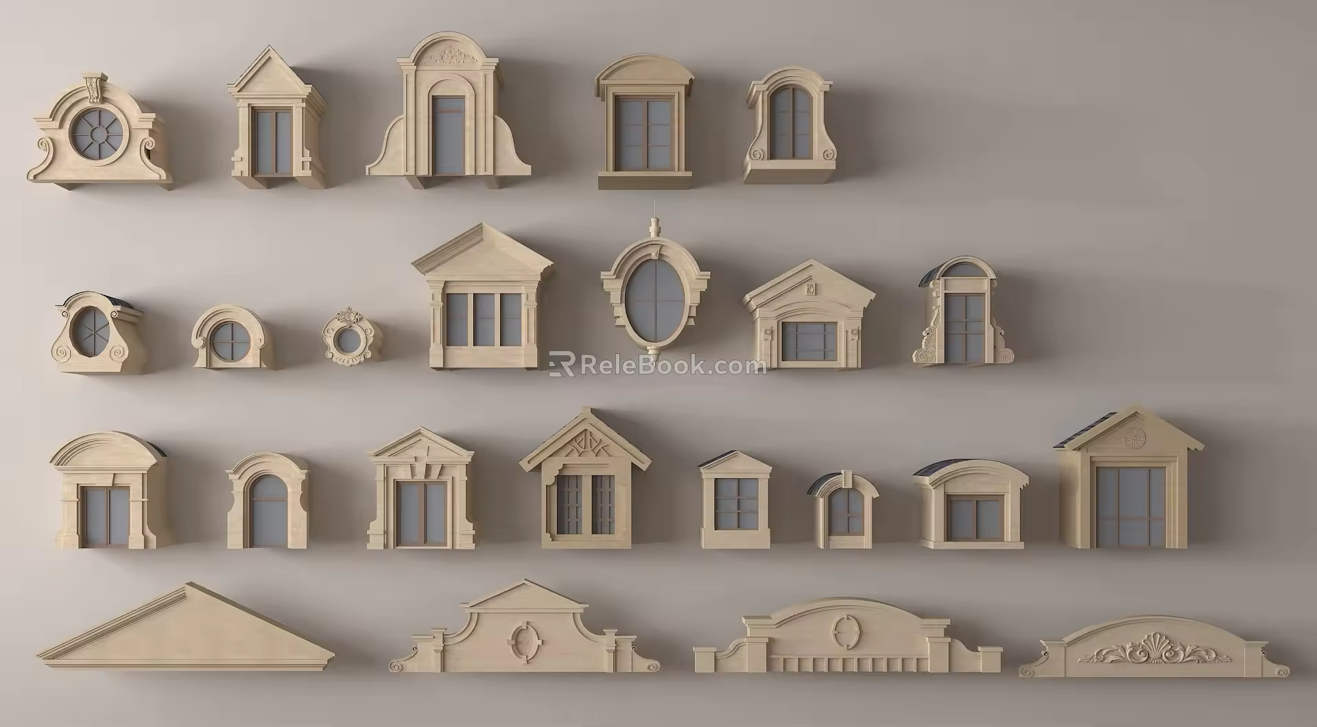 Tiger Window Component Top Shape Triangle Top Dome 3d model