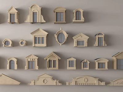 Variety Of Architectural Door And Window Components 3d model