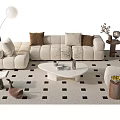 Modern Sofa Coffee Table Combination Cream Sofa Combination 3d model