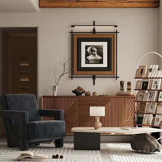 Middle Ancient Bucket Cabinet Casual Sofa Bookshelf 3d model