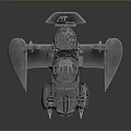 Futuristic Metallic Sci Fi Vehicle Design With Multiple Wings And Cockpit
