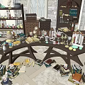 Traditional Laboratory Interior With Scientific Equipment Books And Glassware On Workbench