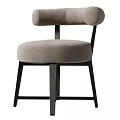 Simple Modern Dining Chair With Gray Fabric Seat And Black Wooden Legs