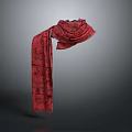 Stylish Red Patterned Scarf with Intricate Design and Soft Fabric Details