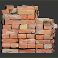 Rustic Stacked Red Bricks Structure With Textured Surfaces And Reflective Base
