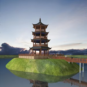 Modern Lake Pavilion 3d model
