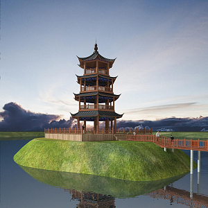 Modern Lake Pavilion 3d model