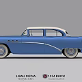 1954 Buick Roadmaster Classic Blue Vintage Car With Retro Exterior Design