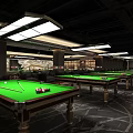 Modern Internet Cafe With Pool Tables Bar Counter And Spacious Interior 3d model